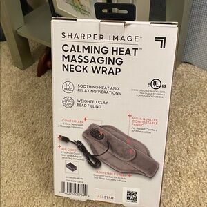 Sharper Image Black and Gray Massaging Neck Wrap New in box